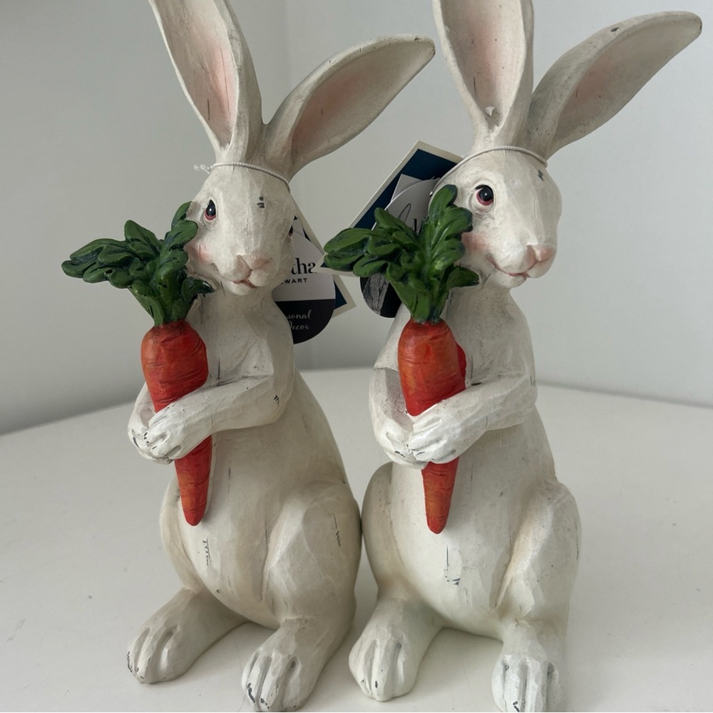 White Bunny Figurines with Carrots by Martha Stewart Set of 2 - Picture 8 of 9